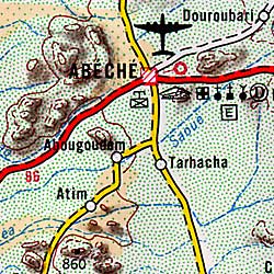 Chad Road and Topographic Tourist Map.