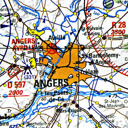 France, Northwest, Aeronautical Map.