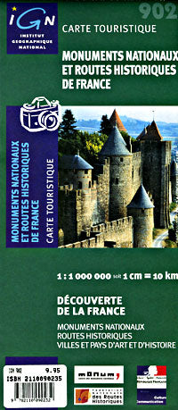 France Historic Routes, Road and Tourist Map.