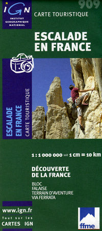 France, Climbing Sites, Road and Tourist Map.