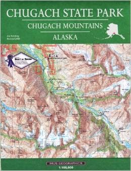 Alaska Chugach "Folded" Road and Tourist Map.