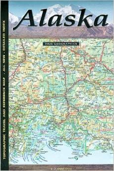 Alaska "Folded" Road and Tourist Map, America.