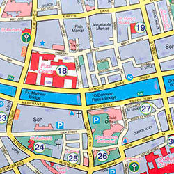 DUBLIN City Centre Tourist Map, Ireland.