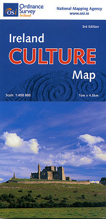 Ireland "Culture" Road and Shaded Relief Tourist Map.