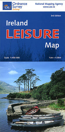 Ireland "Leisure" Road and Shaded Relief Tourist Map.