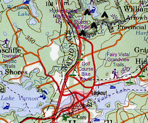 Algonquin Park Road Map, Ontario, Canada.