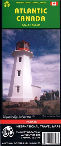 Canada Atlantic Road and Physical Travel Reference Map.