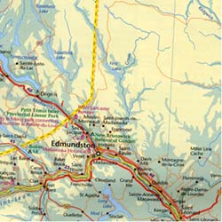 Atlantic Canada Road and Physical Travel Reference Map.