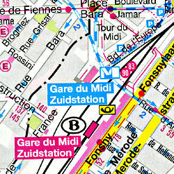 Belgium and Luxembourg, Road and Physical Travel Reference Map.