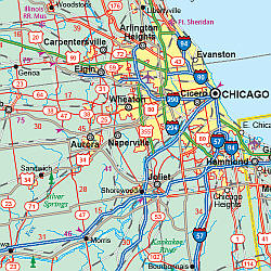 United States, Central and Mississippi River States Road and Physical Travel Reference Map.