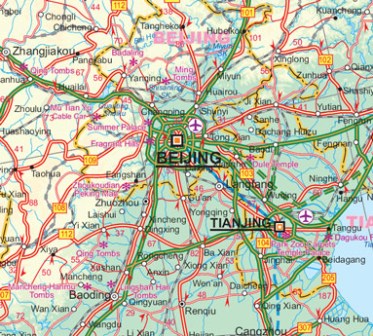 East China Half Road and Physical Travel Reference Map.