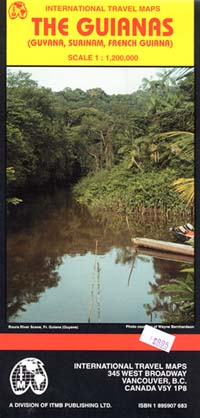 The Guianas: French Guiana, Suriname, and Guyana, Road and Physical Travel Reference Map.