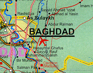 Iraq Road and Physical Travel Reference Map.