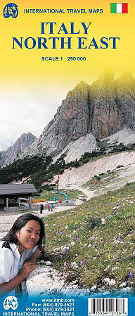 Italy North East Road and Physical Travel Reference Map.