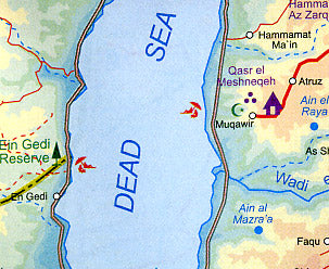 Syria and Jorday Road and Physical Travel Reference Map.