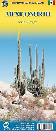 Mexico, North, Road and Physical Travel Reference Map.