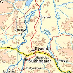 Mongolia Road and Physical Travel Reference Map.