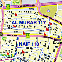 United Arab Emirates and Oman, Road and Physical Travel Reference Map.