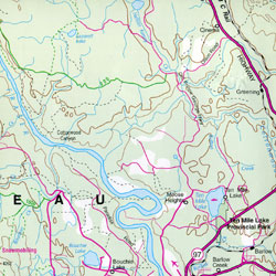 Prince George and Quesnel Region Road and Travel Reference Map, British Columbia, Canada.