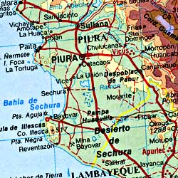 South America, NORTH WEST, Road and Physical Travel Reference Map.