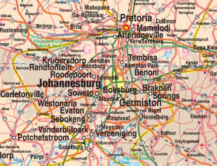 Southern Africa, Road and Physical Travel Reference Map.