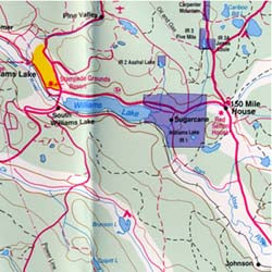 Thompson and Cariboo Region Road and Physical Travel Reference Map, British Columbia, Canada.