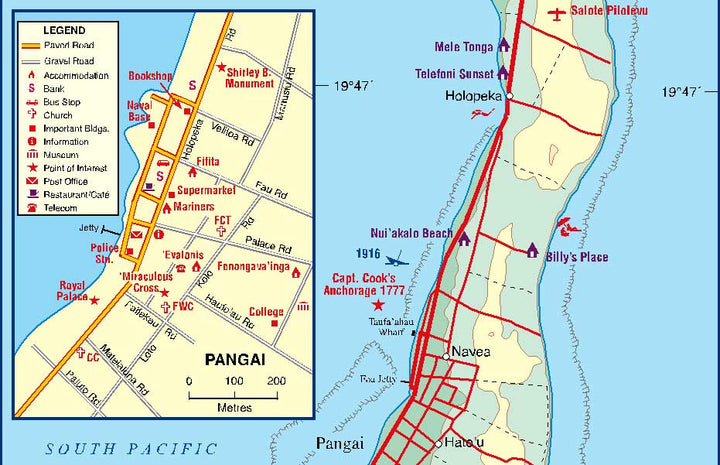 Tonga Road and Physical Travel Reference Map.