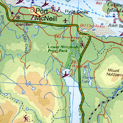 Vancouver Island, Road and Physical Travel Reference Map "8th Edition", British Columbia, Canada.