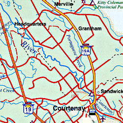 Vancouver Island, South, Road and Physical Travel Reference Map, British Columbia, Canada.