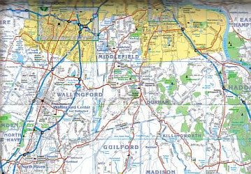 Central Connecticut "Quickmap" Road and Tourist Map, America.