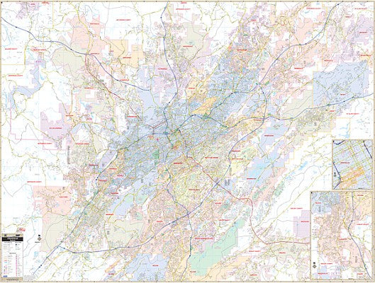 Birmingham WALL Map, Alabama, America.