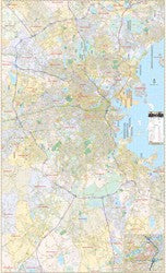 Boston Wall Map Massachusetts, America.