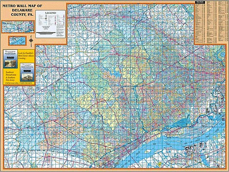 Delaware WALL Map, Pennsylvania, America.