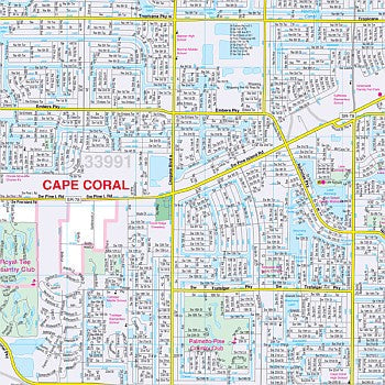 Fort Myers & Lee Co WALL Map, America.