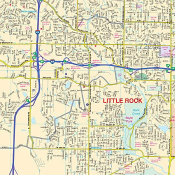 Little Rock WALL Map, America.