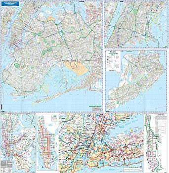 NEW YORK CITY 5 Boroughs WALL map New York, America.