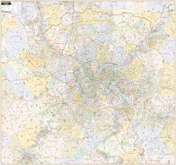 Pittsburgh WALL Map, Pennsylvania, America.