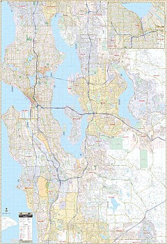 Seattle WALL Map, Washington, America.