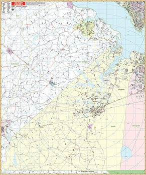 Suffolk County and Vicinity WALL Map, Virginia, America.