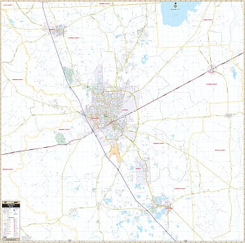 Valdosta & Lowndes WALL Map, Georgia, America.