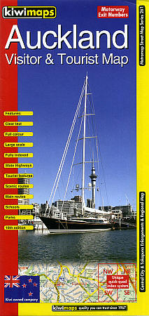 Auckland Visitors and Tourist Map, New Zealand.