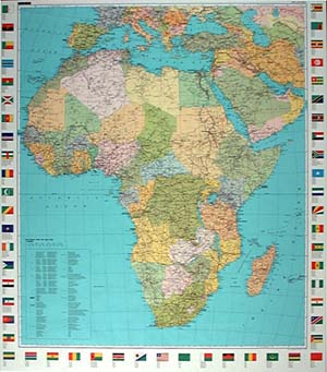 Africa Political WALL Map with Flags.