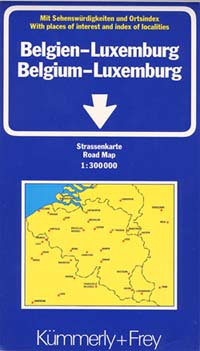 Belgium and Luxembourg, Road and Shaded Relief Tourist Map.