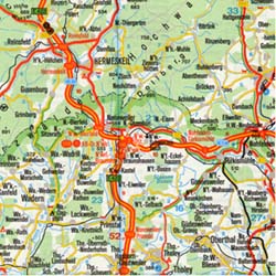 Belgium and Luxembourg, Road and Shaded Relief Tourist Map.