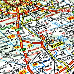 Italy, Northern Road and Shaded Relief Tourist Map.