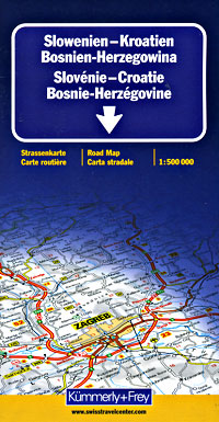 Slovenia, Croatia, Bosnia and Herzegovina, Road and Tourist Map.