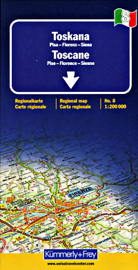 Tuscany Road and Shaded Relief Tourist Map.