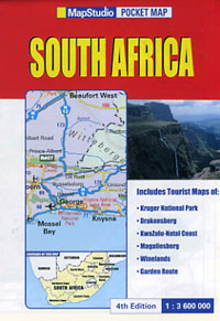 South Africa "Pocket" Road and Shaded Relief Tourist Map.