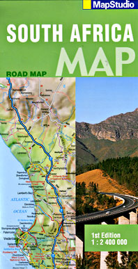 South Africa, Road and Shaded Relief Tourist Map.