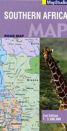 Southern Africa Road and Shaded Relief Tourist Map.